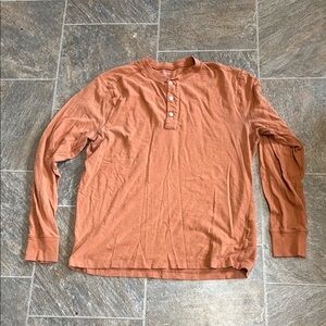 J. Crew Men's Terracotta Long Sleeve Henley Shirt